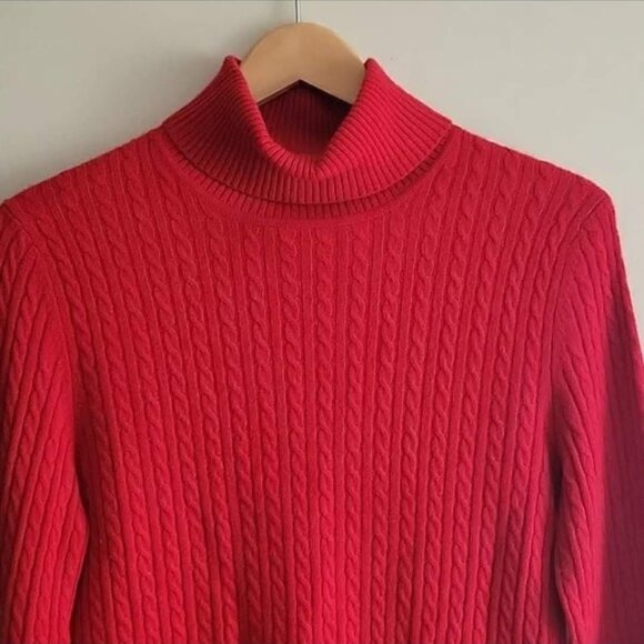 EUC Anne Klein Sport Cashmere Cable Knit Turtleneck Sweater - Picture 2 of 7